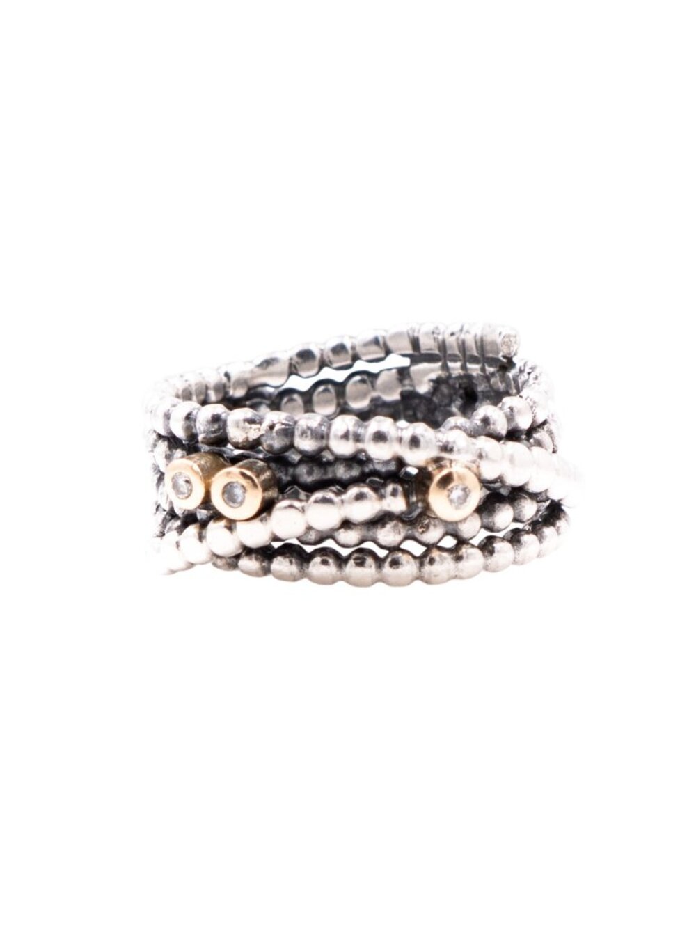 Pandora Retired Entangled Beauty Sterling Silver 14K Gold Diamond Ring Size 4